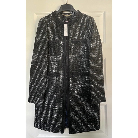 NWT NEW J.CREW TWEED BLACK LONG JACKET COAT 6 SOLD OUT! - Picture 7 of 14